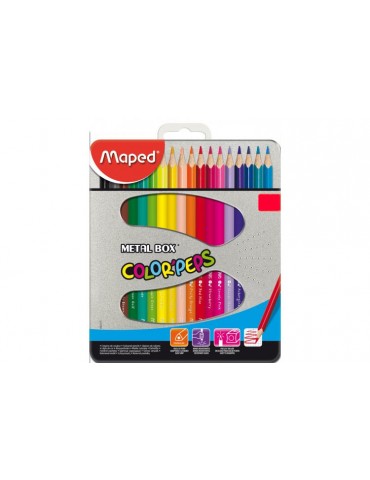 LÁPIZ DE COLOR MAPED PEPS X12 EN ESTUCHE DE METAL